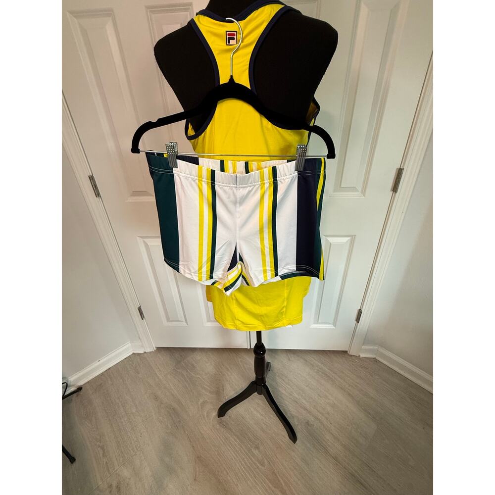 Fila Yellow Tennis Dress Matching Shorts Set Size XL Athletic Pickleball Tennis - Picture 7 of 9